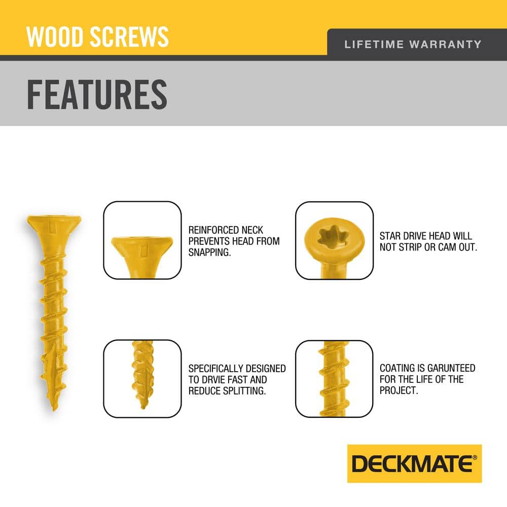 DECKMATE #8 x 1-5/8 in. Tan Star Flat Head Wood Deck Screw 25 lbs. Box (3096-Pieces)