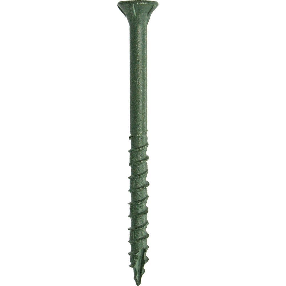 DECKMATE #9 x 2-1/2 in. Green Exterior Self-Starting Star Flat-Head Wood Deck Screws 1 lbs. box (73 pcs)