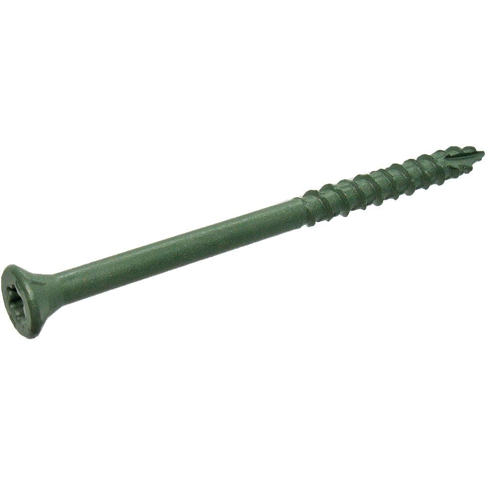 DECKMATE #9 x 3 in. Green Exterior Self-Starting Star Flat-Head Wood Deck Screws 25 lbs box (1543 pcs)