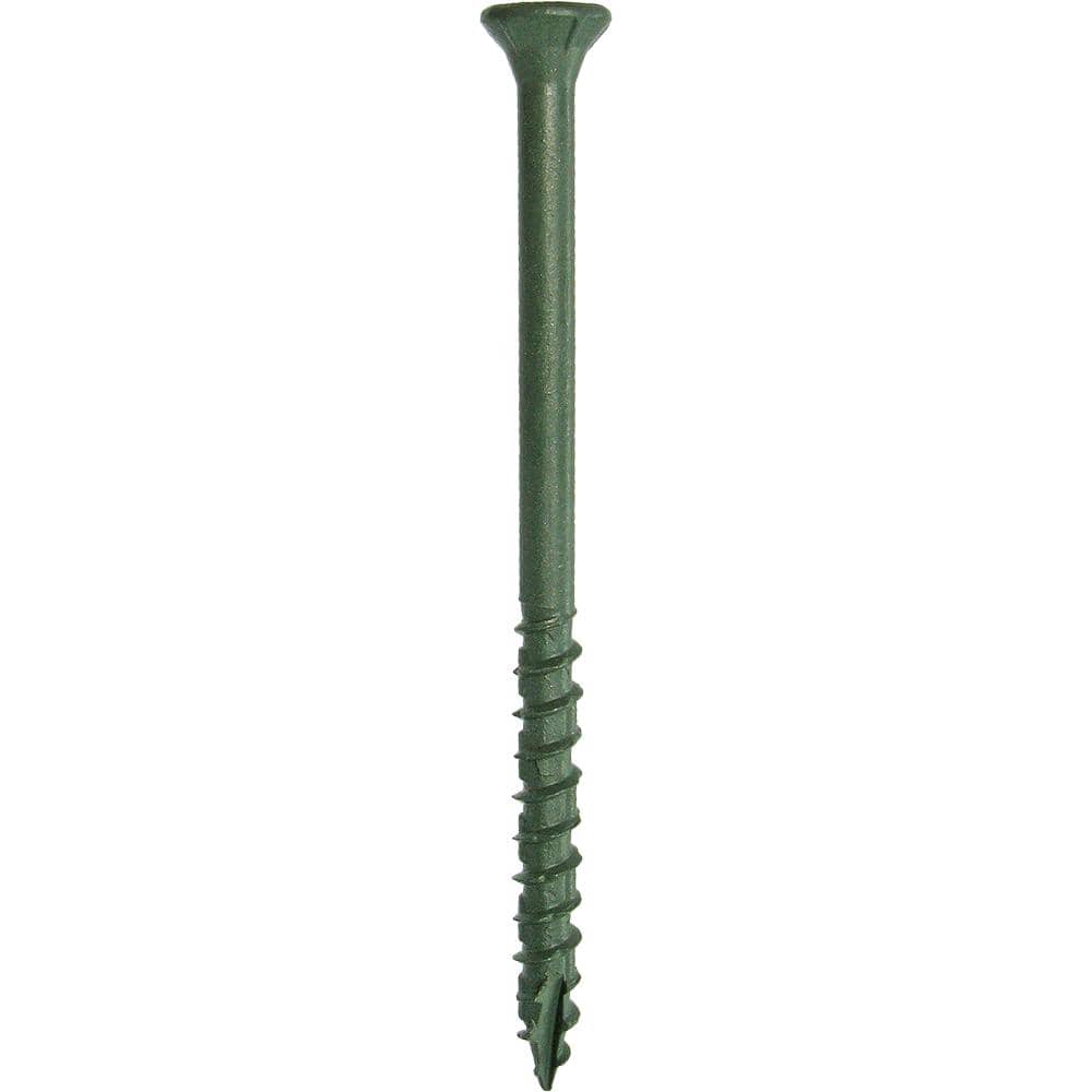 DECKMATE #9 x 3 in. Green Exterior Self-Starting Star Flat Head Wood Deck Screws 5 lbs. box(325 pcs)