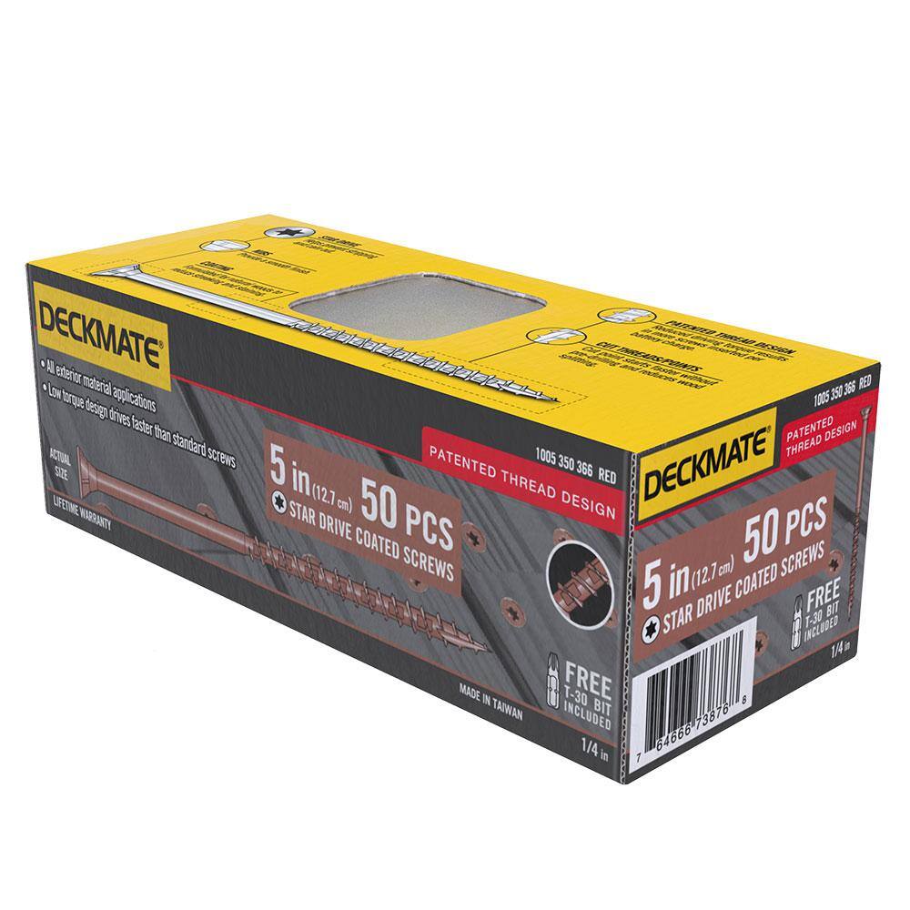 DECKMATE #10 x 5 in. Star Flat-Head Wood Deck Screws (50-Count)
