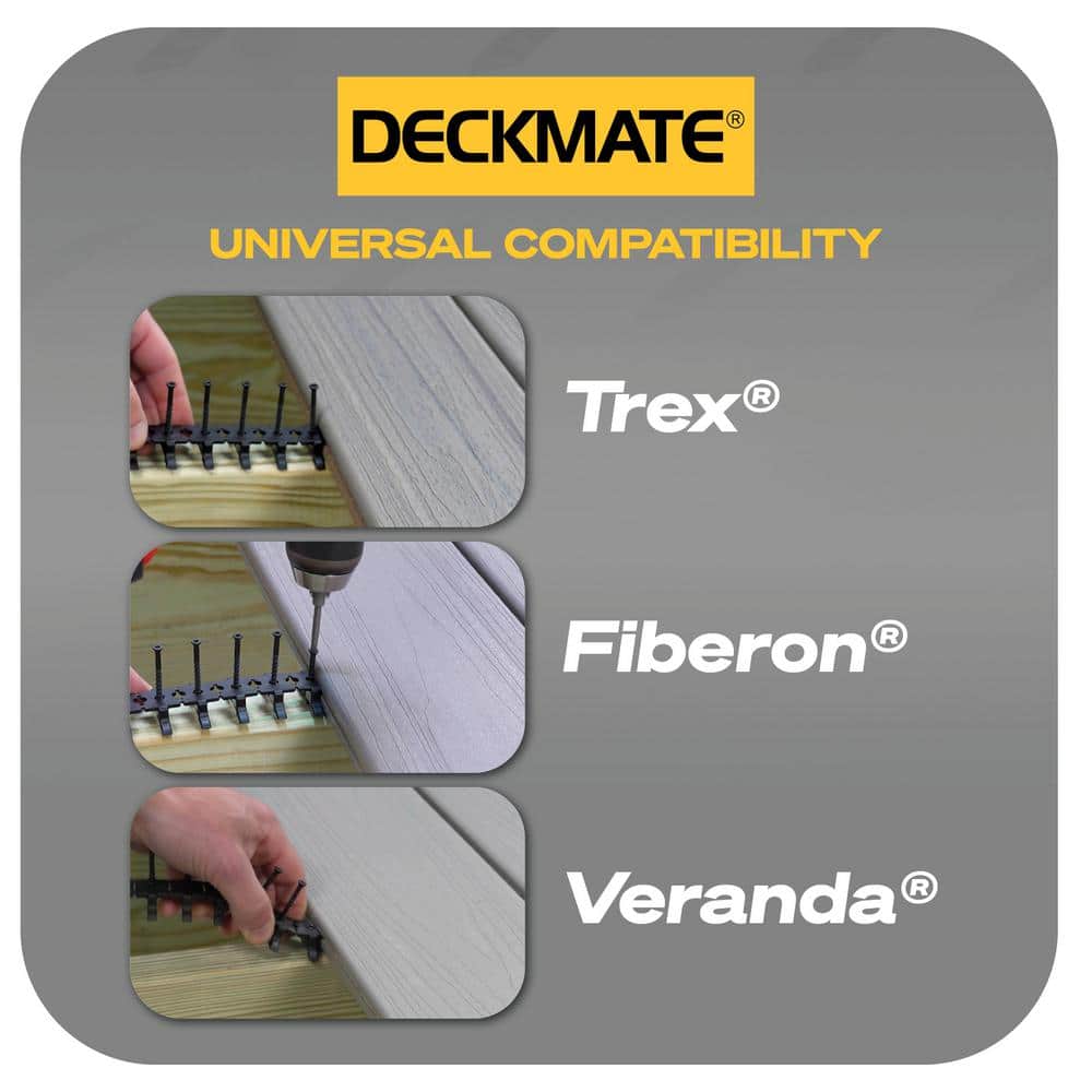 DECKMATE Collated Universal Hidden Deck Fasteners for Grooved Decking Black 55 sq. ft. Coverage (96-Pack)