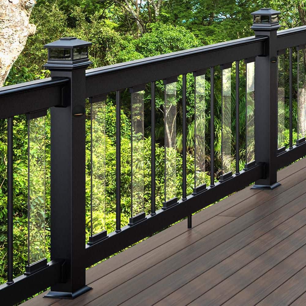 Deckorators 3.5 in. x 3.5 in. Black Round Post Sconce