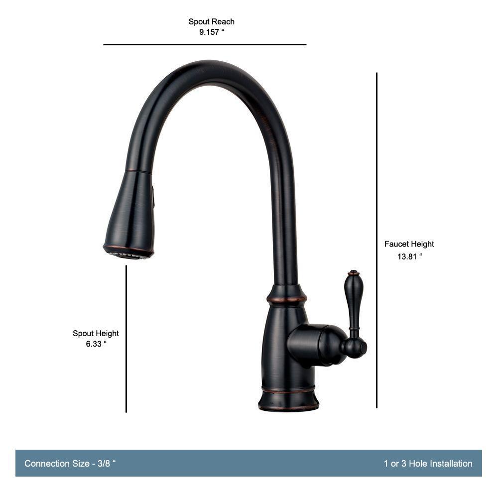 Canton Single-Handle Pull-Down Sprayer Kitchen Faucet in Tuscan Bronze - Super Arbor