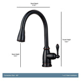 Canton Single-Handle Pull-Down Sprayer Kitchen Faucet in Tuscan Bronze - Super Arbor