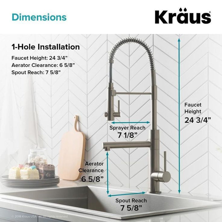 Kraus Artec Pro Spot Free Stainless Steel/Matte Black 1-Handle Deck-Mount Pull-Down Handle Kitchen Faucet