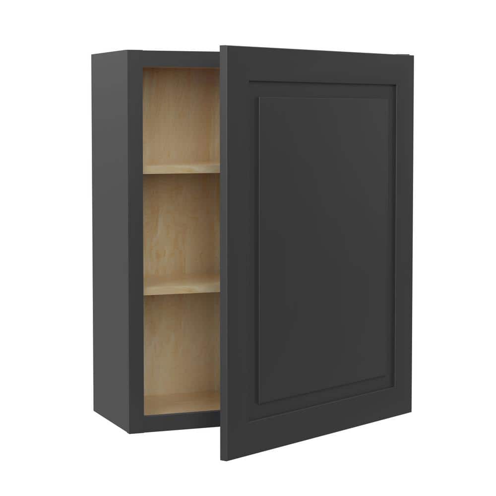 Home Decorators Collection Grayson 18 in. W x 12 in. D x 30 in. H Assembled Plywood Wall Kitchen Cabinet in Deep Onyx with Soft Close