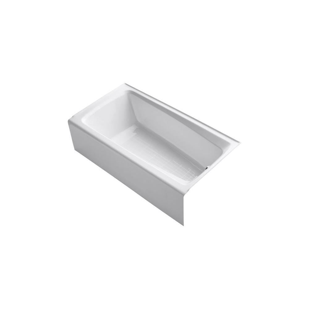 Mendota 60 in. Left-Hand Drain Rectangular Alcove Bathtub in White - Super Arbor