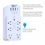 Commercial Electric 6-Outlet Smart Surge Protector with 4 USB Ports, White, Powered by Hubspace