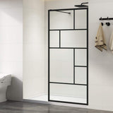 DELUXE DL LIVING LuxeSpa 36 in. W x 76 in. H Fixed Framed Grid Screen Shower Door in Matte Black with 1/4 in. Thick Clear Tempered Glass