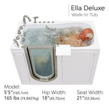 Deluxe 55 in. Walk-In Whirlpool and Air Bath Bathtub in White, Thermostatic Faucet, Digital Control, LH 2 in. Dual Drain