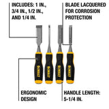 DEWALT Wood Chisel Set (4-Piece) – 1 in., 3/4 in., 1/2 in., 1/4 in.
