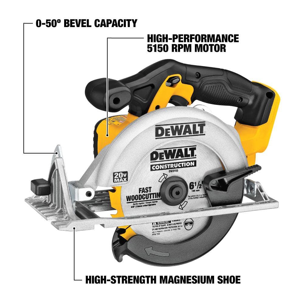 DEWALT 20V MAX Lithium-Ion Cordless Circular Saw Kit with Battery Adapter