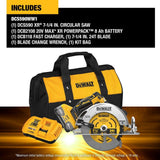 DEWALT 20V MAX Lithium-Ion 7-1/4 in. Cordless Circular Saw Kit with 8.0 Ah Battery, Charger and Kit Bag