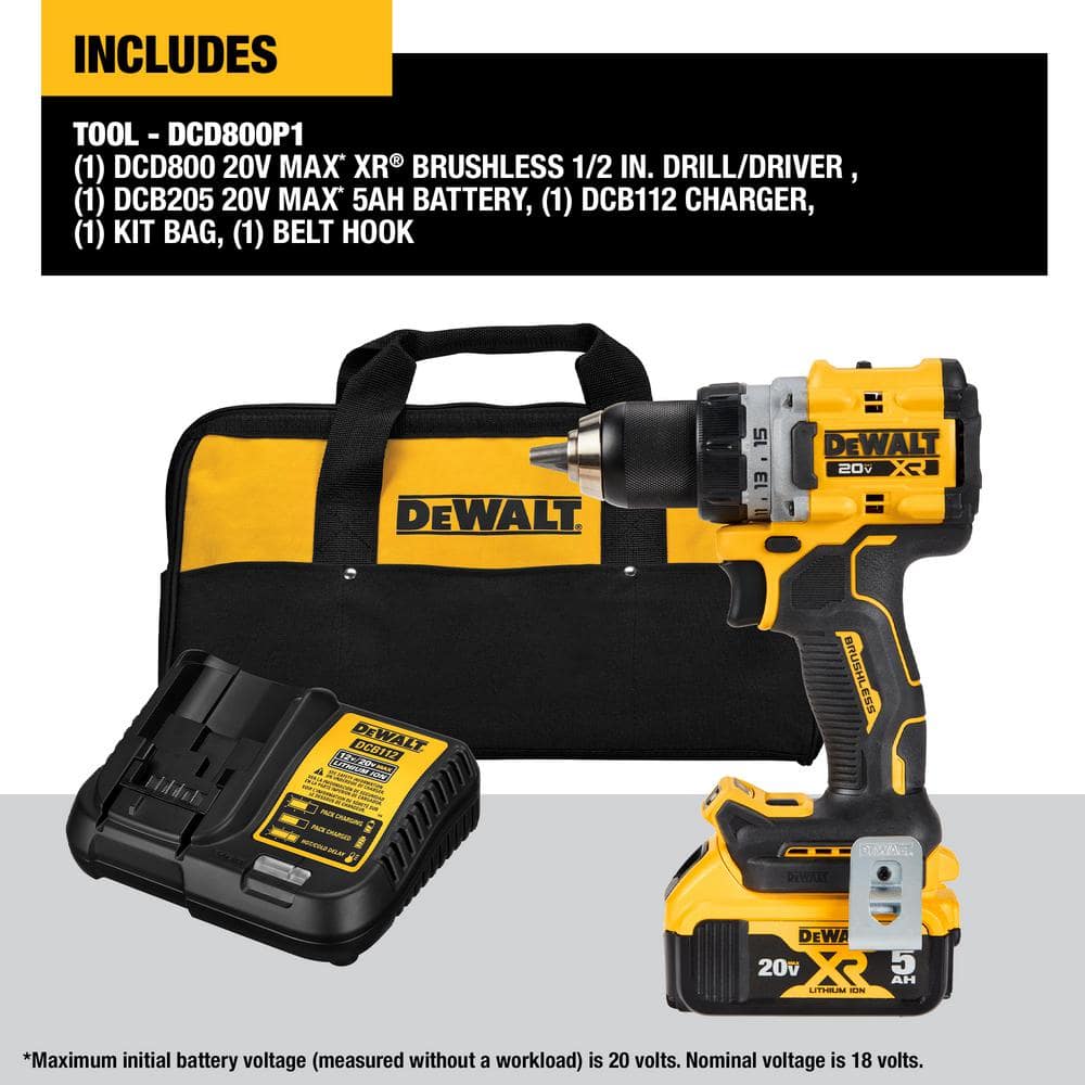 DEWALT 20-Volt MAX XR Brushless 1/2 in. Drill/Driver Kit with FREE ATOMIC 20-Volt Brushless Oscillating Tool