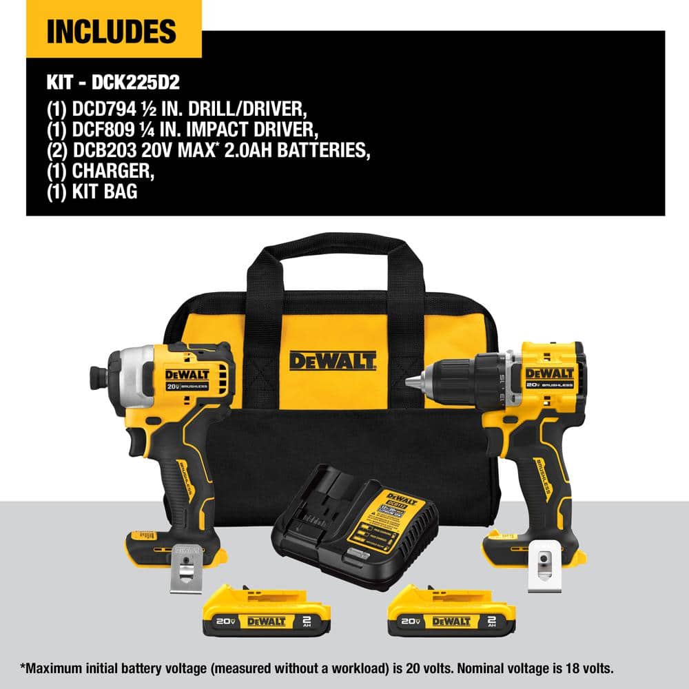DEWALT ATOMIC 20-Volt MAX Cordless Brushless Compact Drill/Impact Combo Kit (2-Tool) with ATOMIC Compact Reciprocating Saw