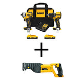 DEWALT ATOMIC 20-Volt MAX Cordless Brushless Compact Drill/Impact Combo Kit (2-Tool) with ATOMIC Compact Reciprocating Saw