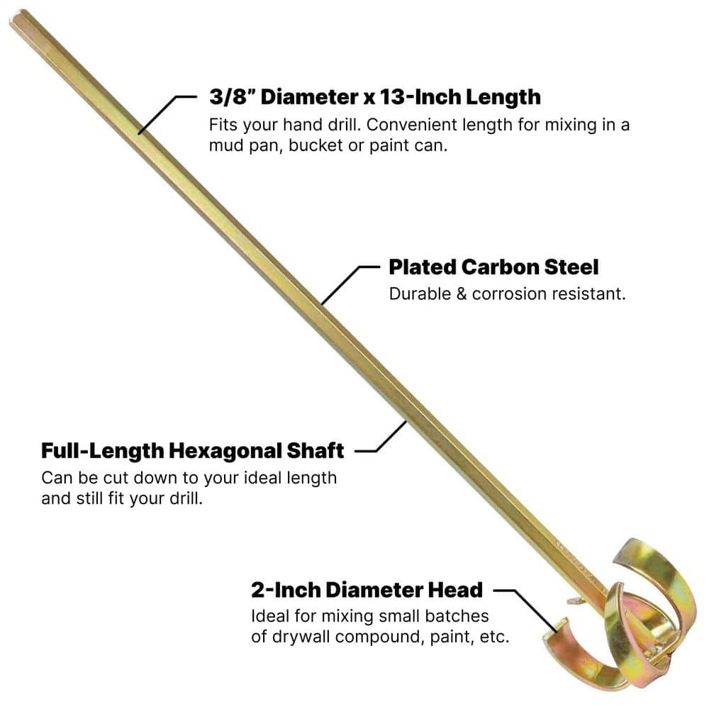 DEWALT 13 in. Gold Pro Mixing Paddle with 2 in. Head