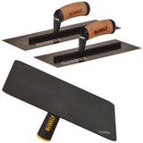 DEWALT 0.4 mm 12 in. x 4 in. Stainless Steel Trowel and Hawk with Leather Composite Handle