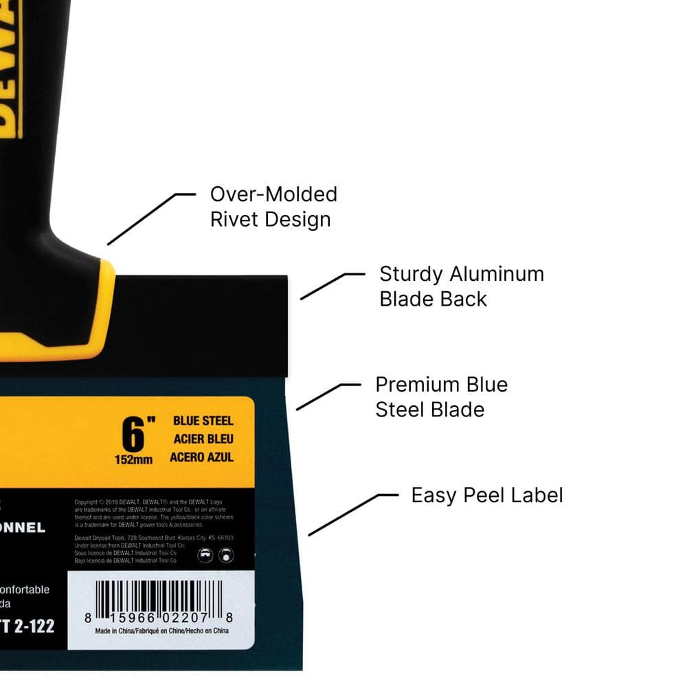 DEWALT Blue Steel Taping Knife and 14 in. Mud Pan Set with Soft-Grip Handles, 6/8/10/12 in. Knives