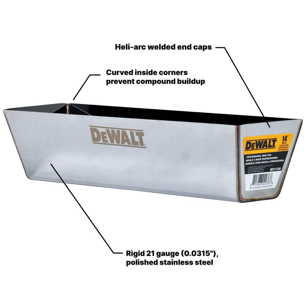 DEWALT Blue Steel Taping Knife and 14 in. Mud Pan Set with Soft-Grip Handles, 6/8/10/12 in. Knives