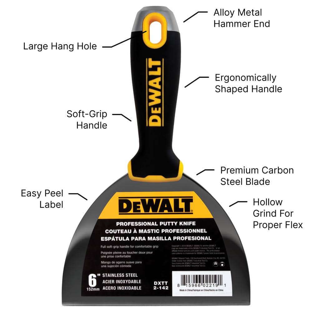 DEWALT 8/10/12 in. Stainless Steel Taping Knife Set with 14 in. Mud Pan