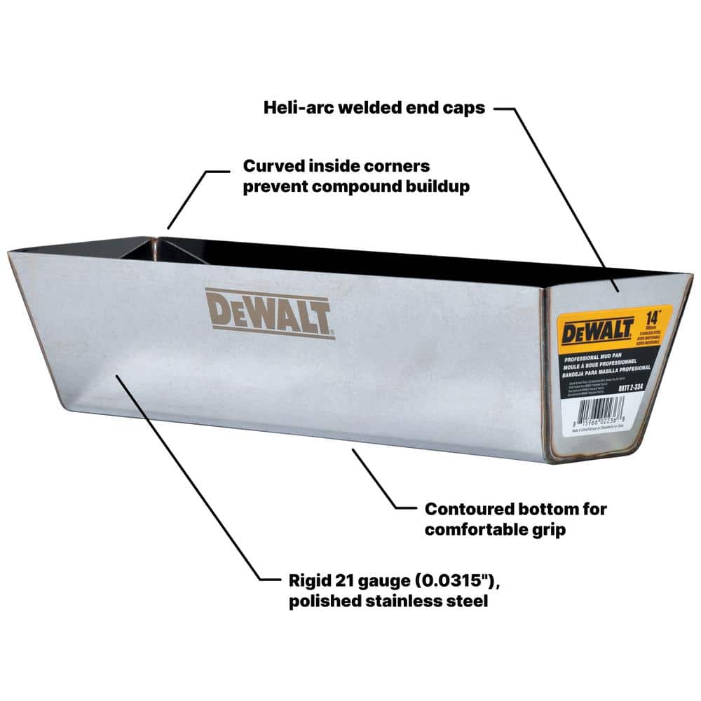DEWALT 8/10/12 in. Stainless Steel Taping Knife Set with 14 in. Mud Pan