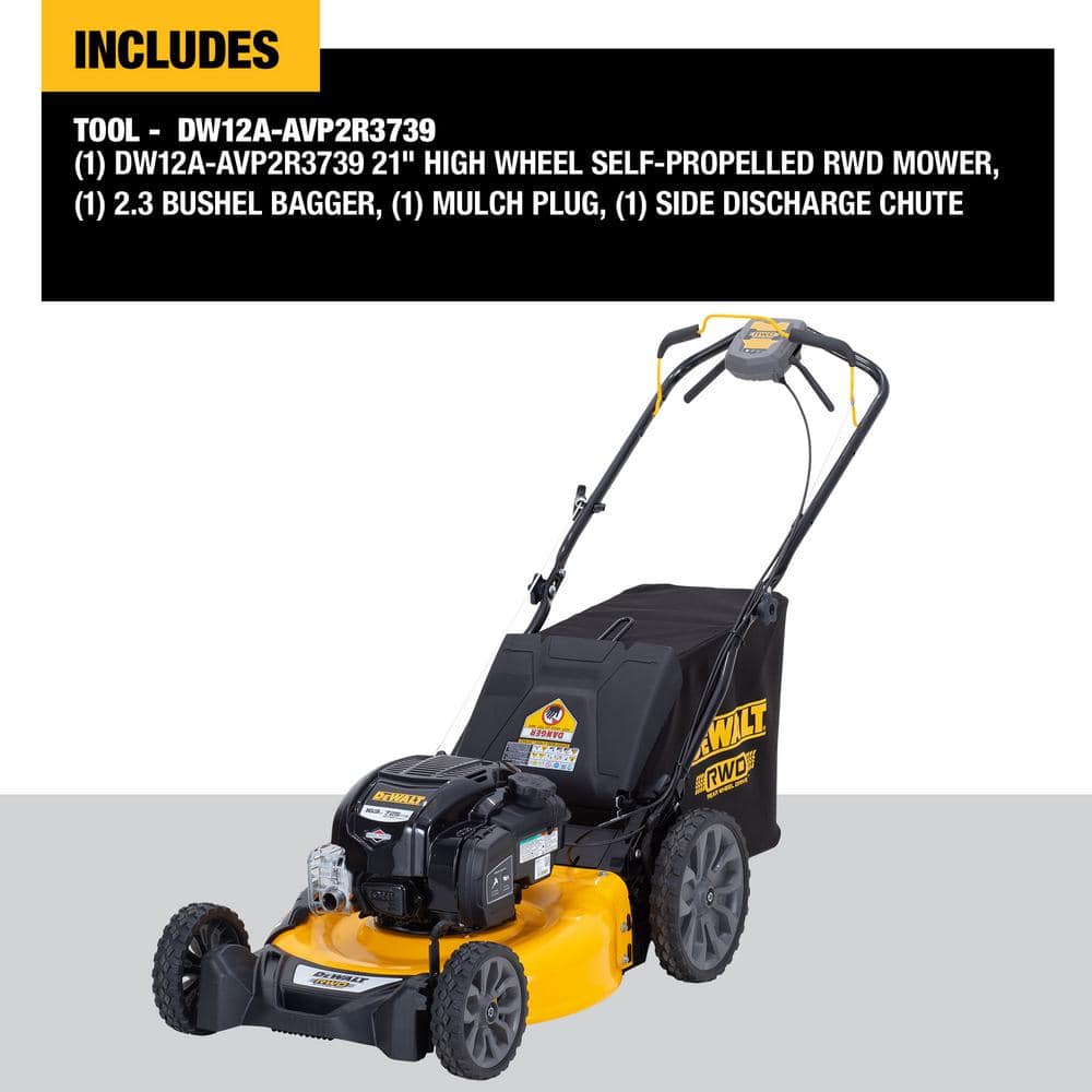 DEWALT 21 in. 163cc Briggs and Stratton 725Exi Engine Rear Wheel Drive 3-in-1 Gas Self Propelled Walk Behind Lawn Mower
