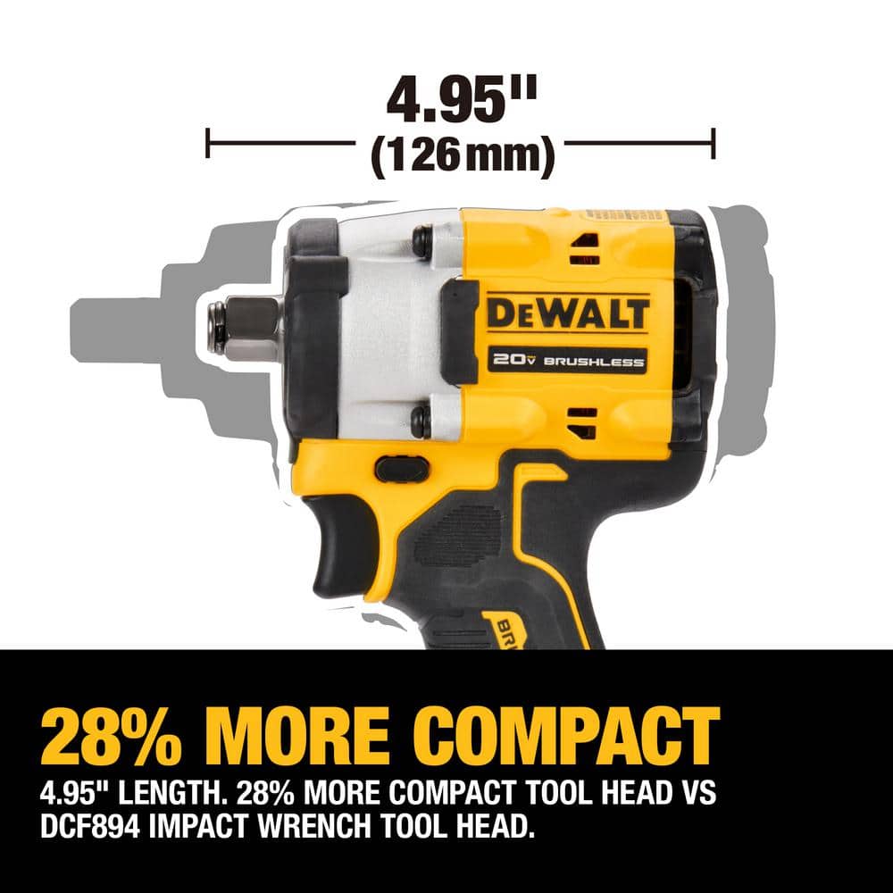 DEWALT ATOMIC 20V MAX Cordless Brushless 1/2 in. Variable Speed Impact Wrench (Tool Only)