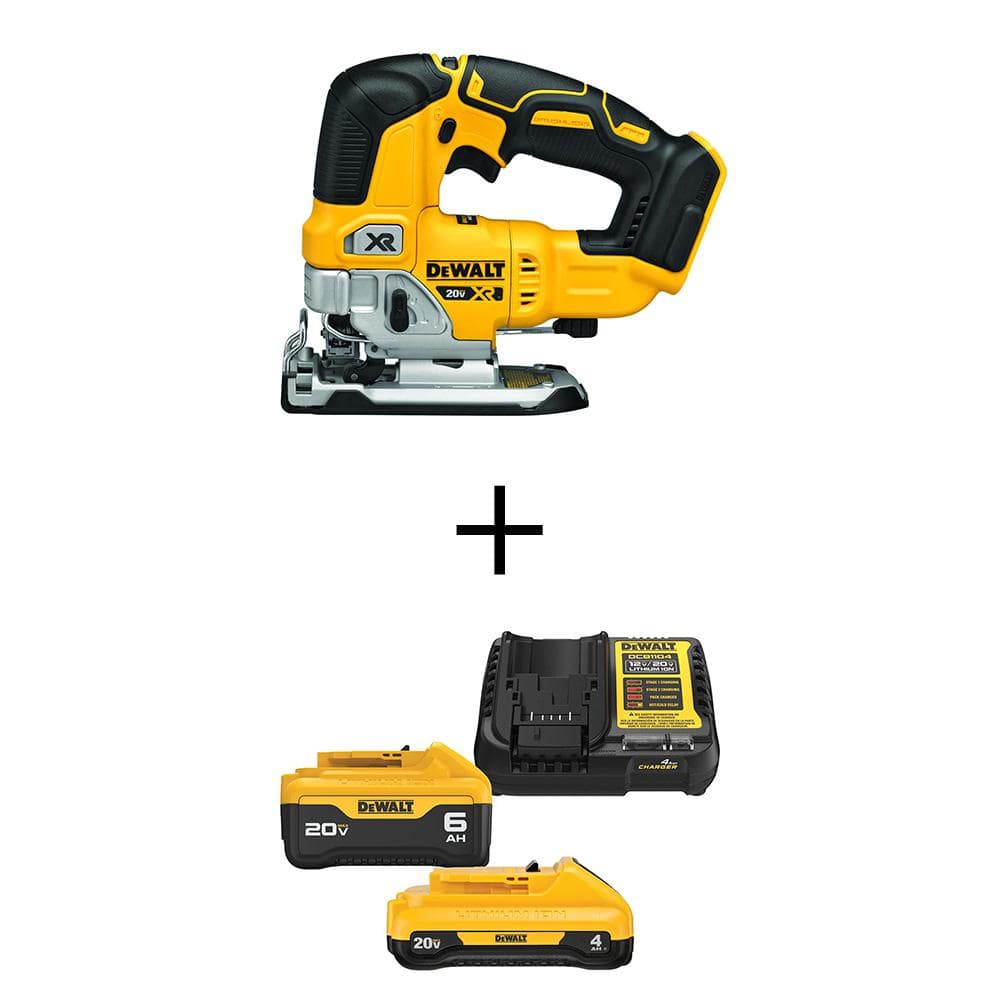 DEWALT 20V MAX XR Cordless Brushless Jigsaw with 6.0 Ah and 4.0 Ah Starter Kit