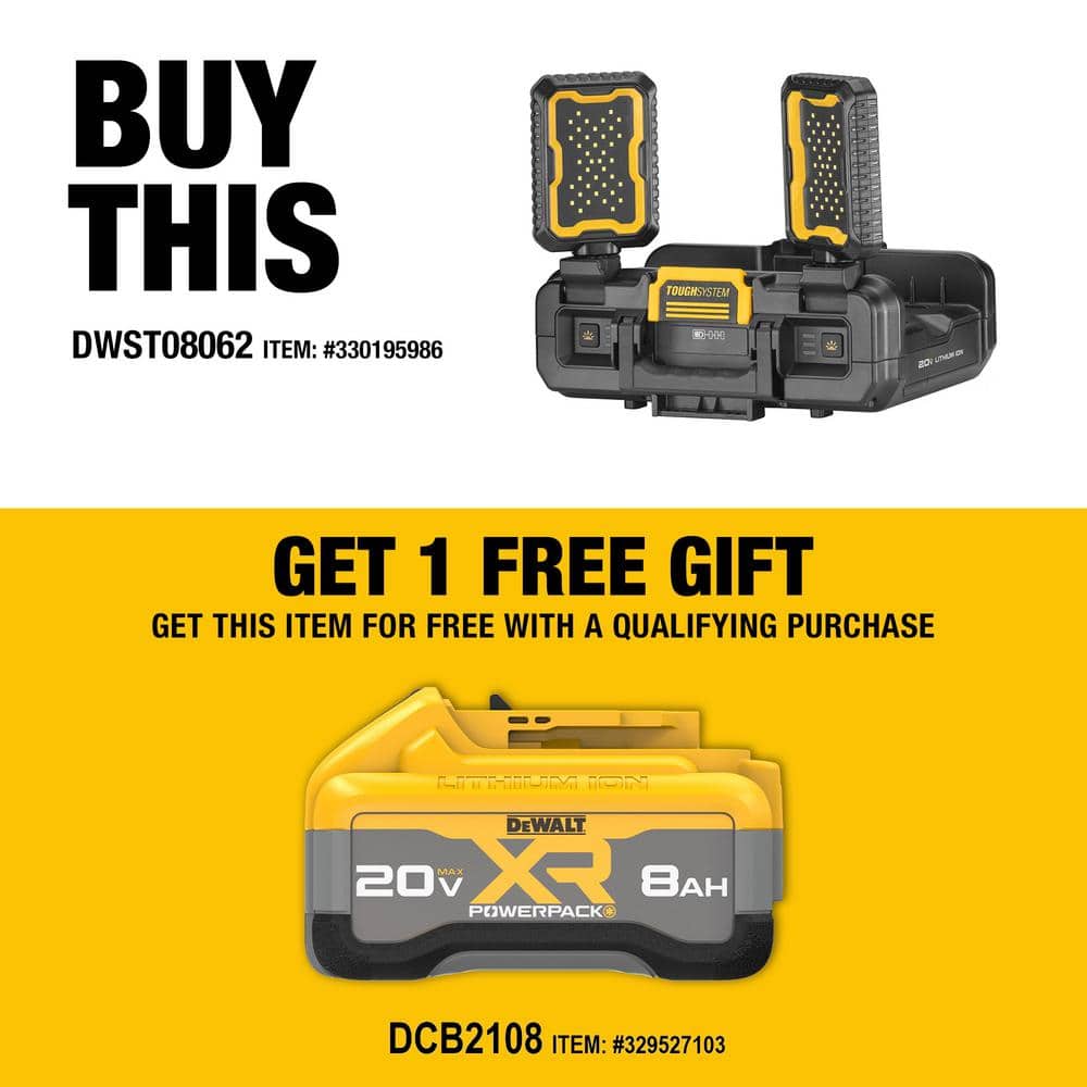 DEWALT TOUGHSYSTEM 2.0 FLEXVOLT 20V/60V Cordless/Corded 4000 Lumen LED Adjustable Folding Panel Work Light