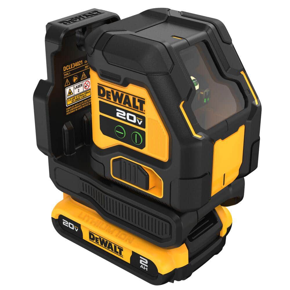 DEWALT 20V MAX Lithium-Ion Cross Line Laser Level Kit with 2.0Ah Battery, Charger and Case