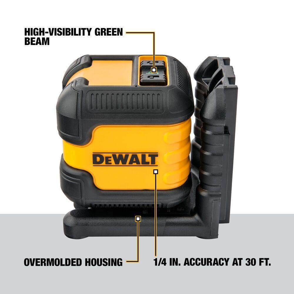DEWALT 55 ft. Green Self-Leveling Cross Line Laser Level with (2) AA Batteries & Case