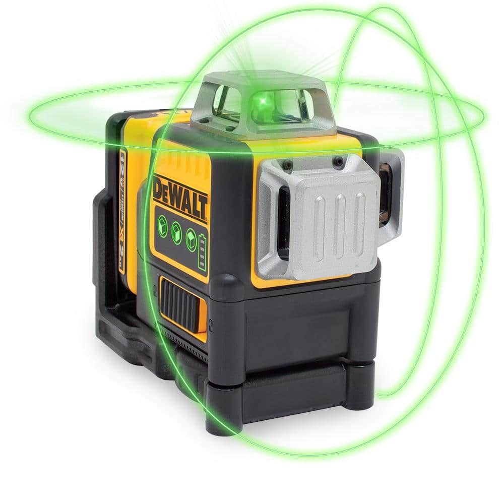 DEWALT 12V MAX Lithium-Ion 100 ft. Green Self-Leveling 3-Beam 360 Degree Laser Level with 2.0Ah Battery, Charger and Case