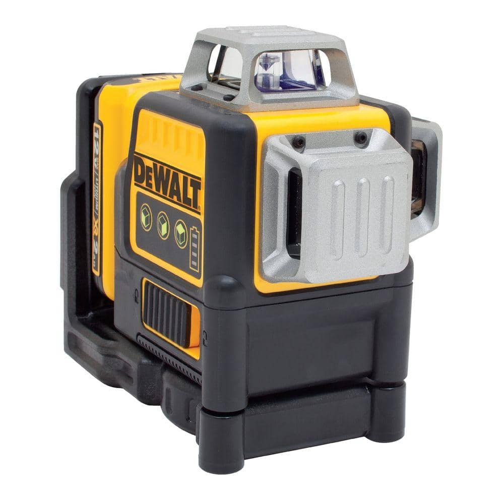 DEWALT 12V MAX Lithium-Ion 100 ft. Green Self-Leveling 3-Beam 360 Degree Laser Level with 2.0Ah Battery, Charger and Case