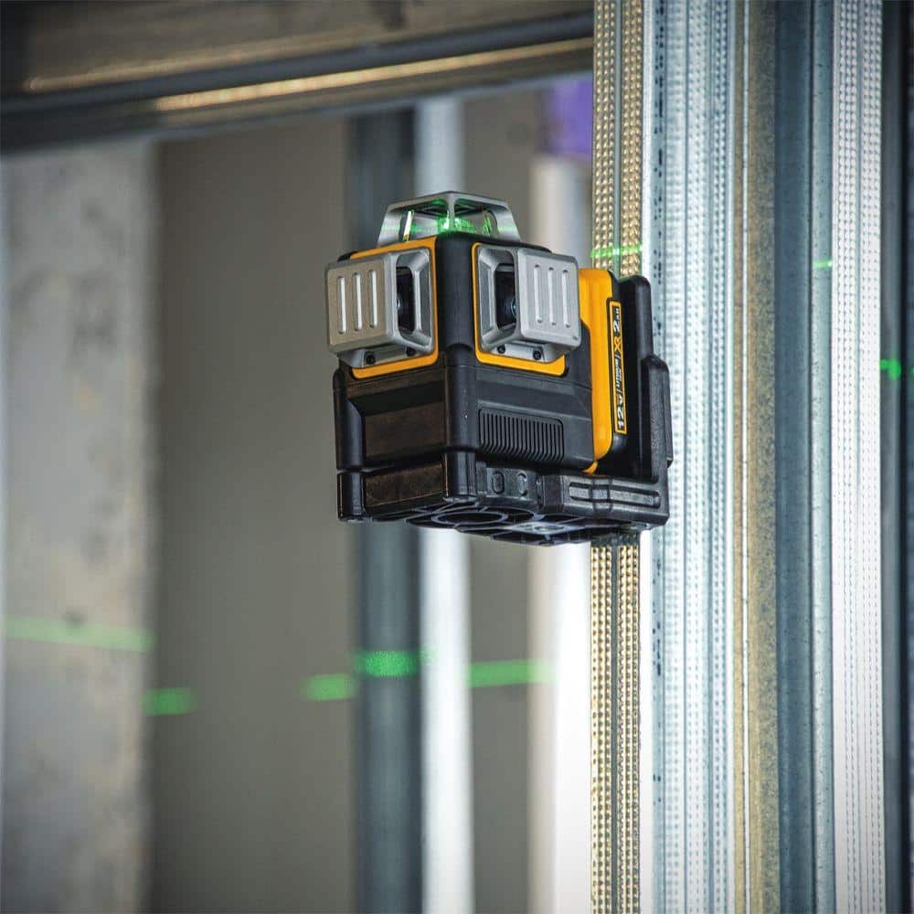DEWALT 12V MAX Lithium-Ion 100 ft. Green Self-Leveling 3-Beam 360 Degree Laser Level with 2.0Ah Battery, Charger and Case
