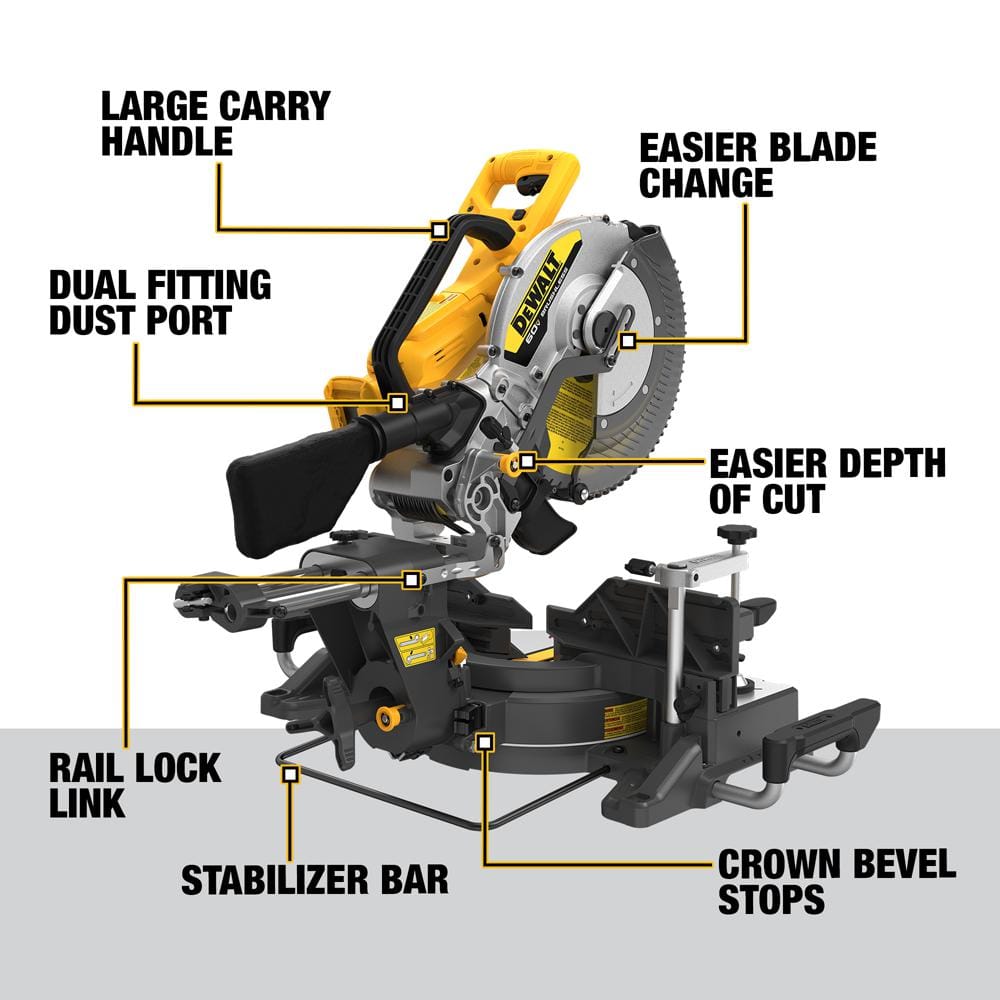 DEWALT 60V Lithium-Ion 12 in. Cordless Sliding Miter Saw (Tool Only)