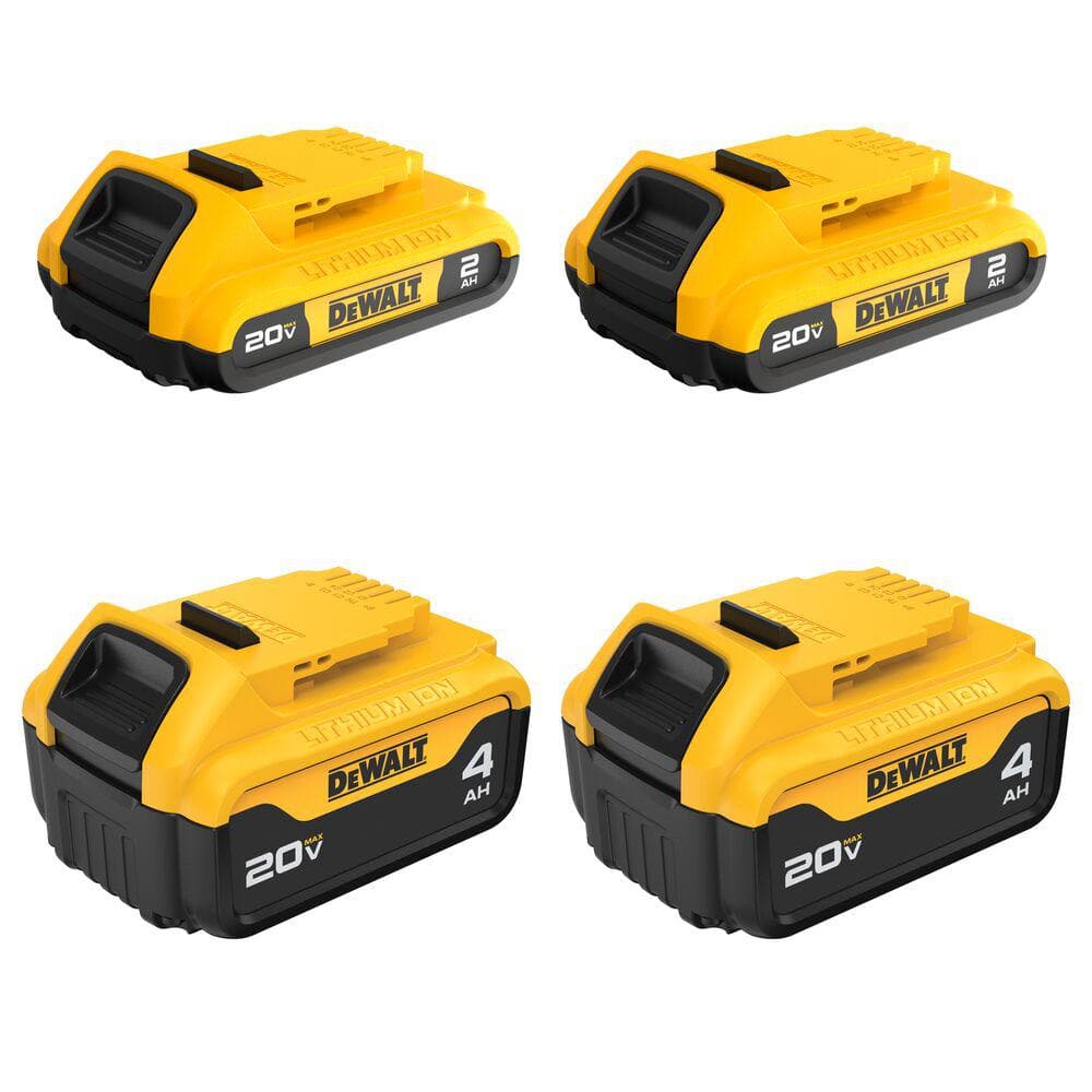 DEWALT 20V MAX Lithium-Ion Battery Combo: (1) 2.0Ah Compact + (1) 4.0Ah XR Premium Pack