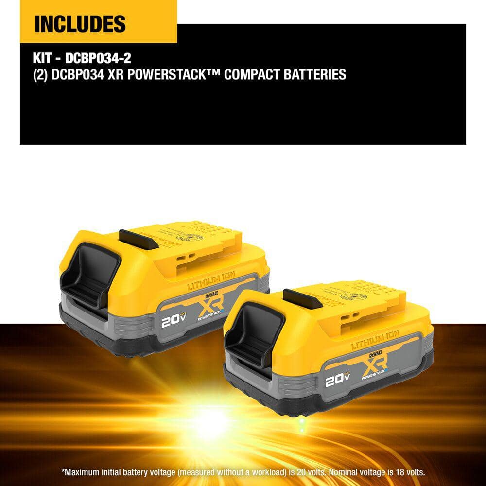 DEWALT 20V MAX POWERSTACK Compact Lithium-Ion Battery (2 Pack)