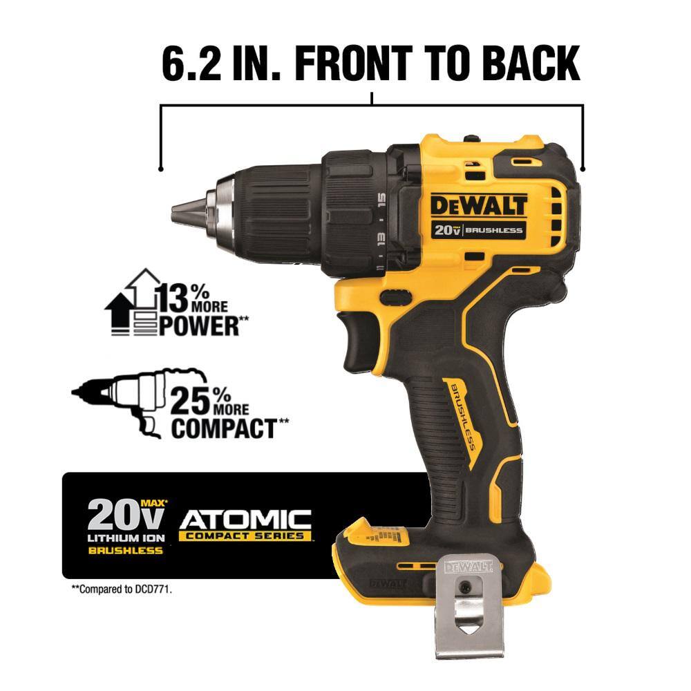 DEWALT ATOMIC 20V MAX Cordless Brushless Compact Drill/Impact Combo Kit (2-Tool) with 142-Piece Mechanics Tool Set