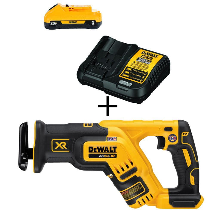 DEWALT 20V MAX XR Cordless Brushless Compact Reciprocating Saw with Battery and Charger