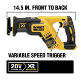 DEWALT 20V MAX XR Cordless Brushless Compact Reciprocating Saw with Battery and Charger