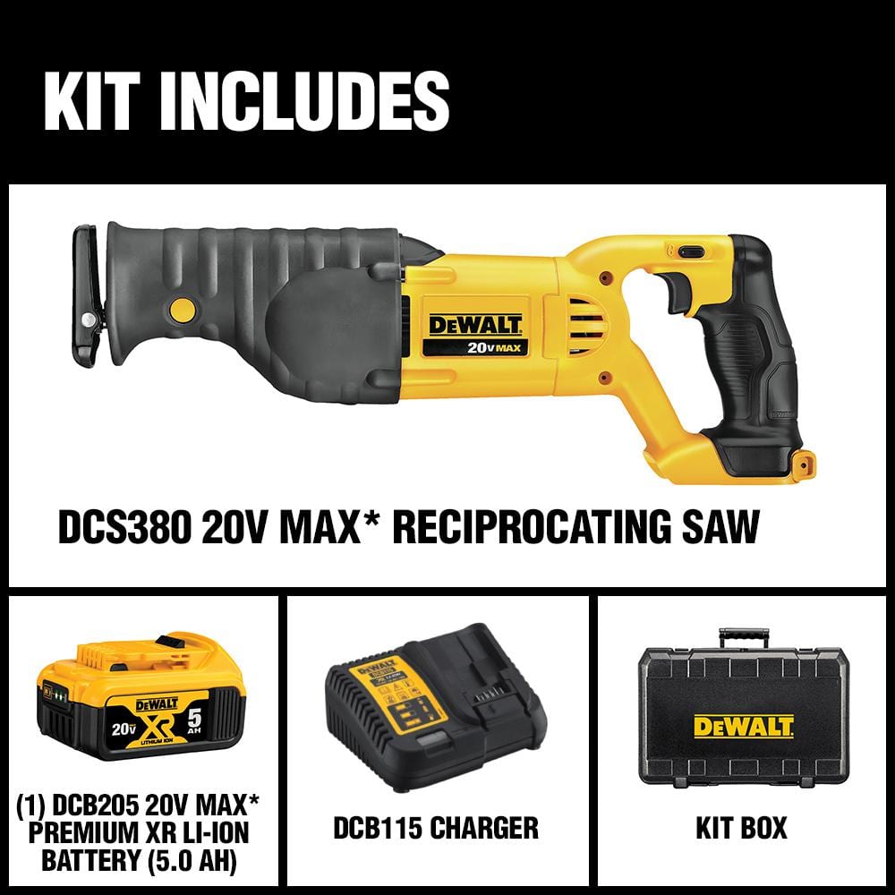 DEWALT 20V MAX Cordless Reciprocating Saw Kit with Battery and Charger