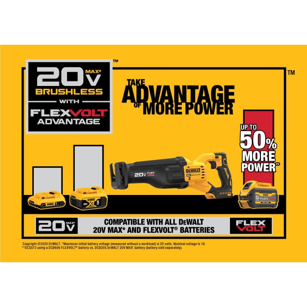 DEWALT 20V MAX Cordless Brushless Reciprocating Saw with FLEXVOLT ADVANTAGE (Tool Only)