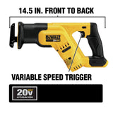 DEWALT 20-Volt MAX Lithium-Ion Cordless Compact Reciprocating Saw Kit with 2.0Ah Battery, Charger, Bag + Bonus 5.0Ah Battery