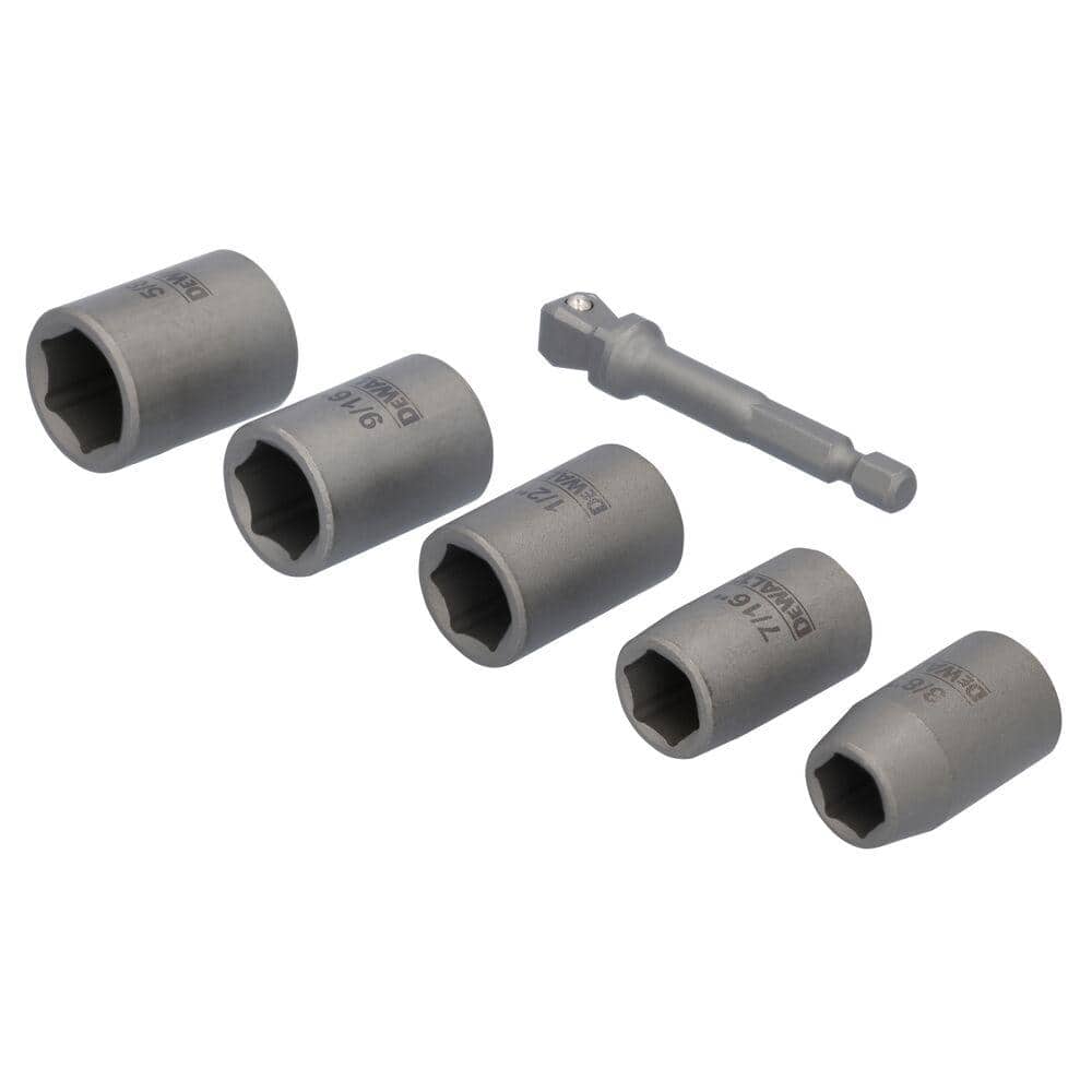 DEWALT MAXFIT ULTRA 3/8 in. Carbon Steel Drive Socket Set (6-Piece) with 1/4 in. Adapter