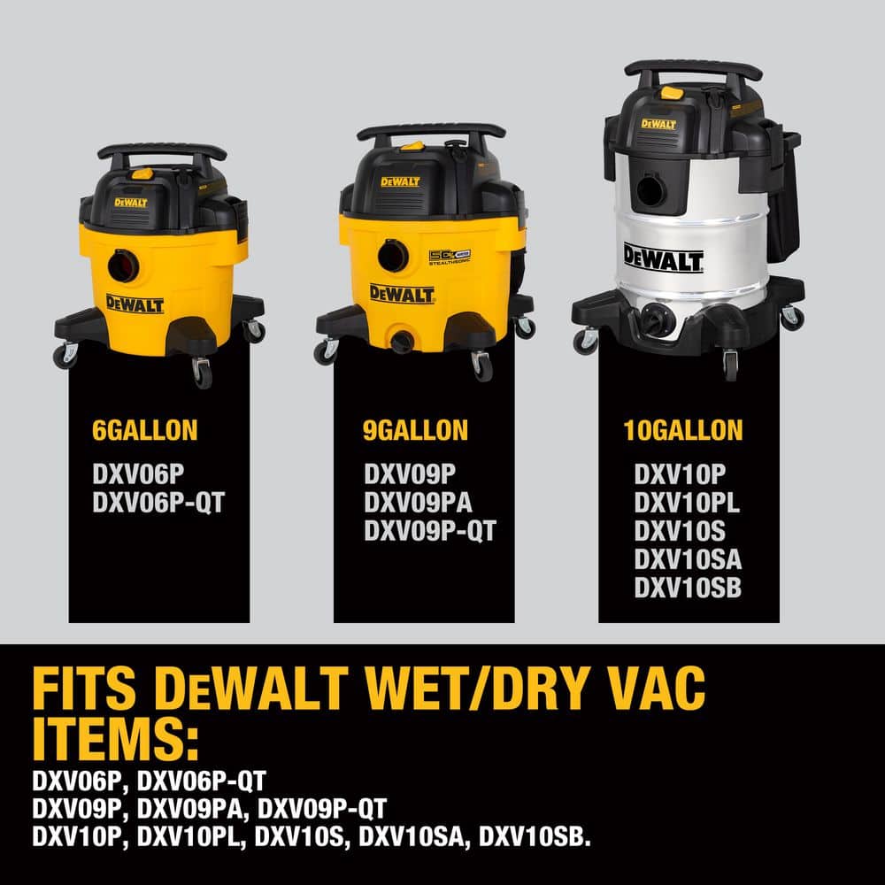 DEWALT 6 Gal. to 10 Gal. Dust Bag Filter, 3-Pack for Wet/Dry Vacuums