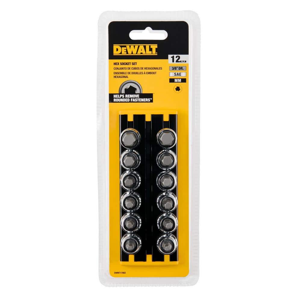 DEWALT 3/8 in. Drive SAE and Metric Hex Socket Set (12-Piece)