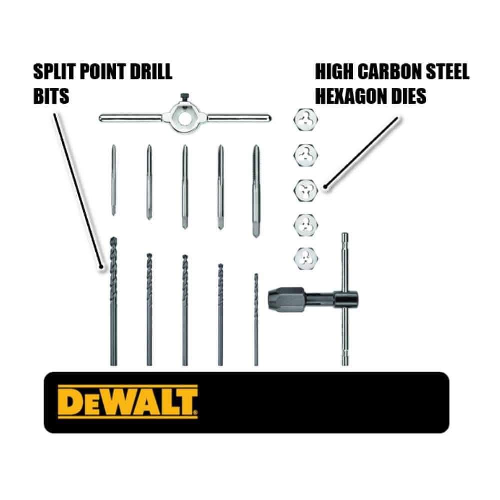 DEWALT Fractional Tap and Die Set, 17-Piece (DWA1451)