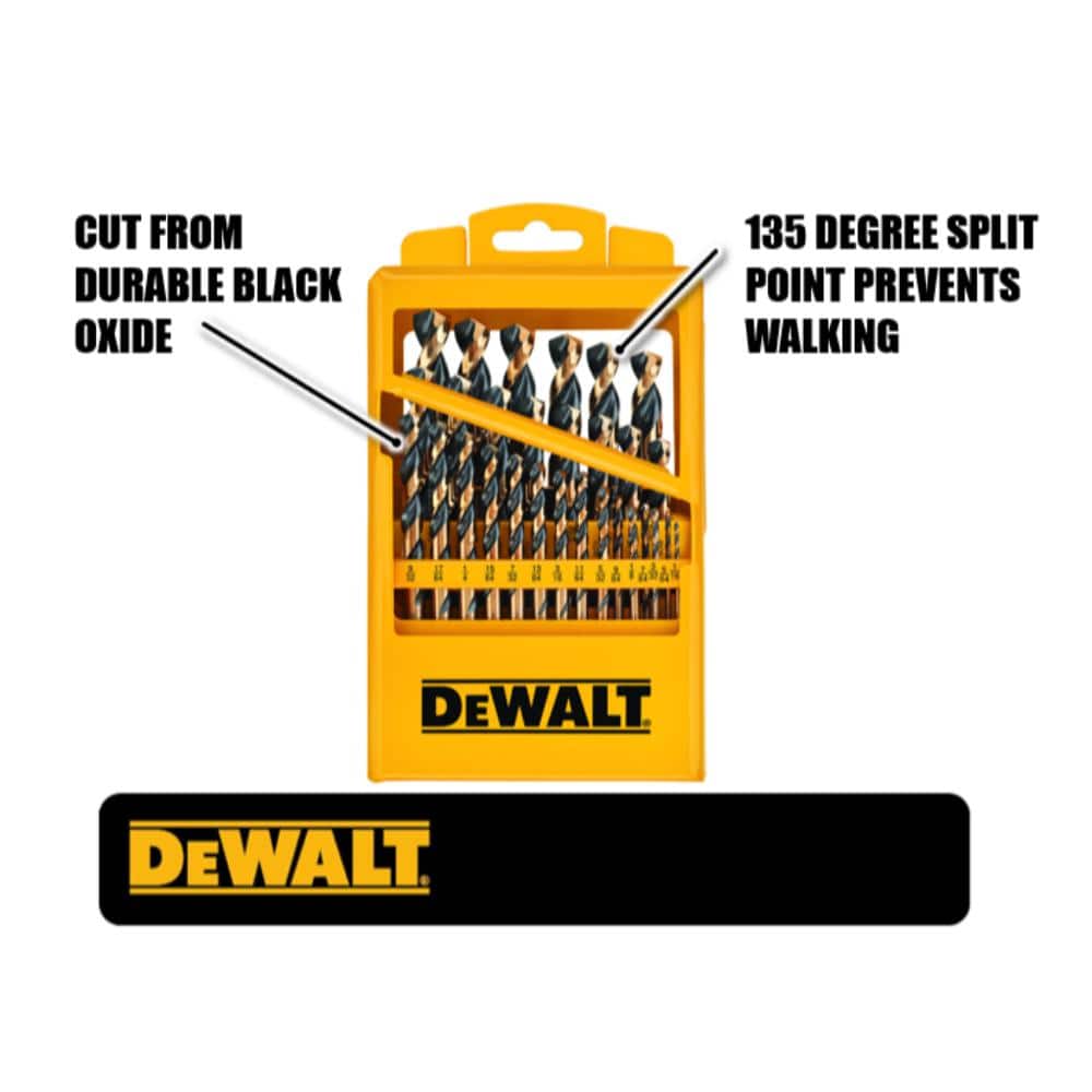 DEWALT Black and Gold Drill Bit Set, Black Oxide, Split Point, 29-Piece (DWA1189)